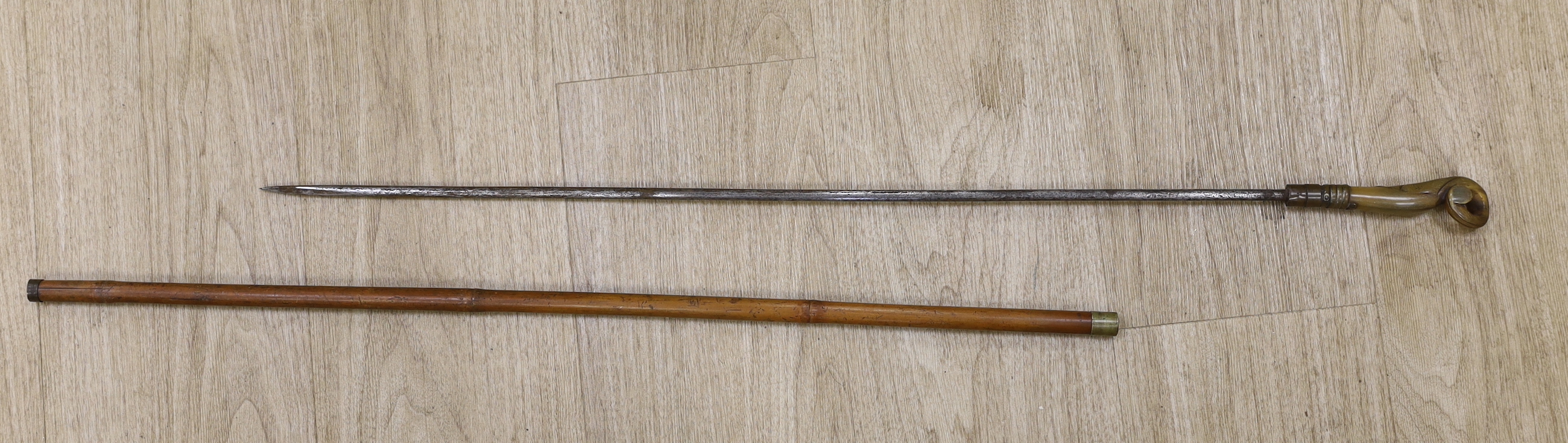 A horn-handed sword stick